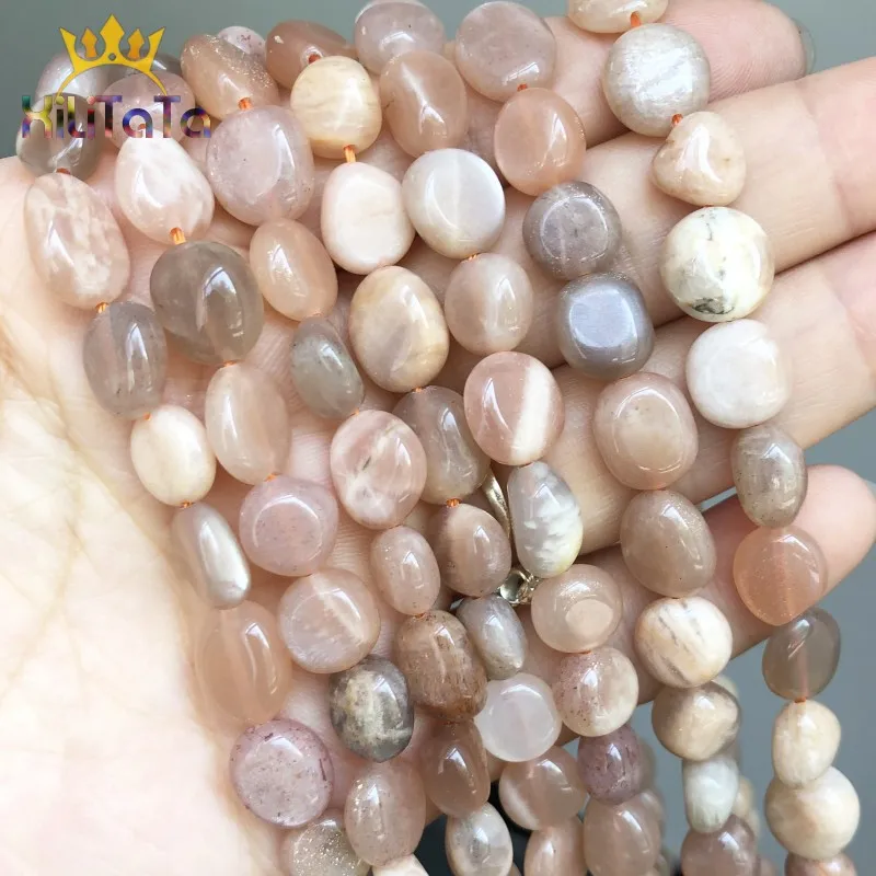 

8-10mm Irregular Sun Stone Beads Smooth Natural Loose Spacer Beads For Jewelry Making Bracelet Charms Accessories 15" Strands