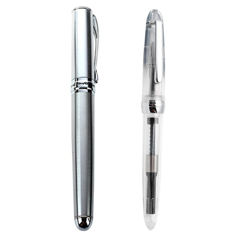 

JinHao X750 Silver CT Fountain Pen , Smooth Writing Pen & JINHAO 992 Fountain Pen(Translucent) Translucent White