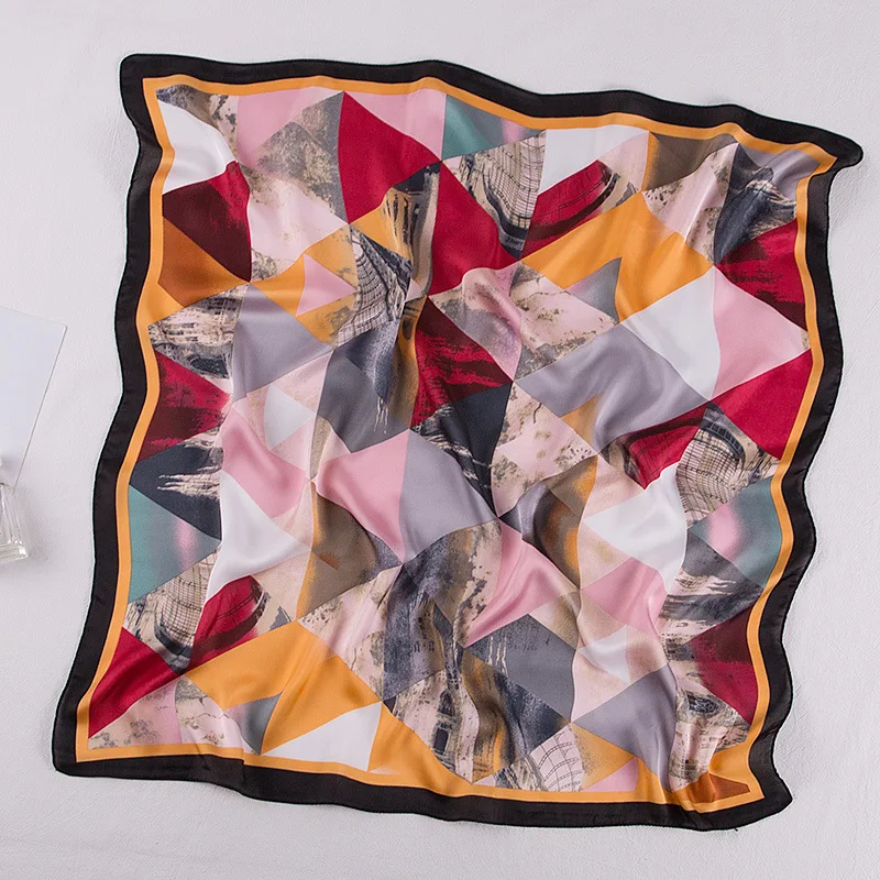 

2021 Design Silk Square Neck Scarf Women Shawl Wrap Foulard Neckerchief Bandana Printed Female Hairband Spring Scarves
