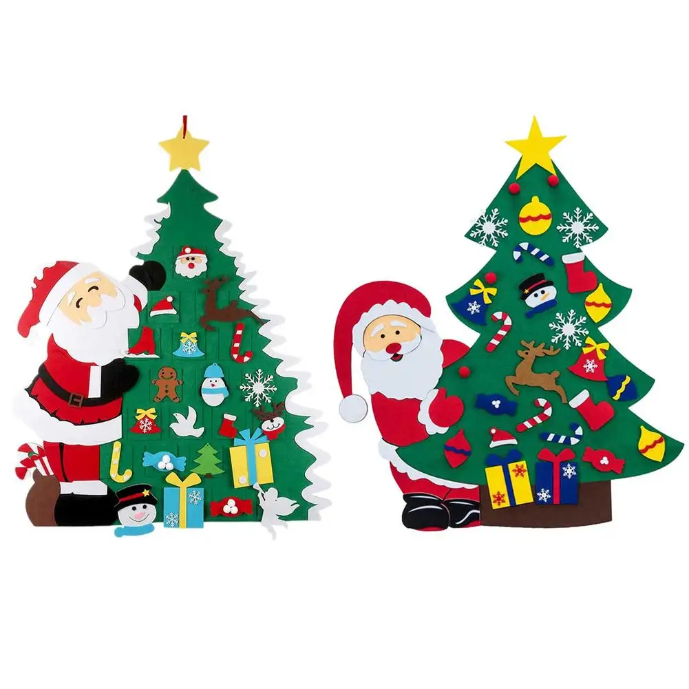 

Felt Christmas Tree For Kids Wall 32 Detachable Felt Christmas Ornaments Set And Cute Santa Claus Pattern For Kids Toddlers Ho