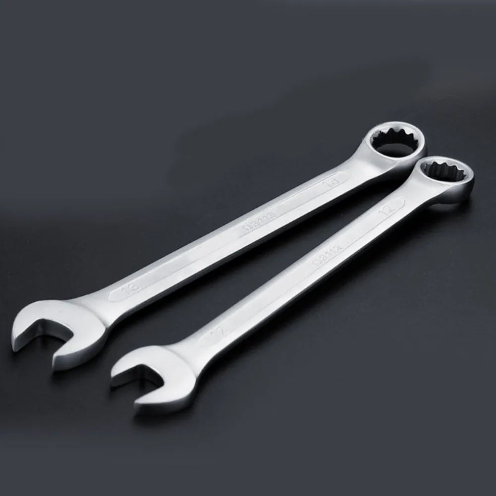 

Dual-Purpose Ratchet Wrench 14pcs Matt Concave Pearl Nickel Plum Blossom Opening 8-24 Metric Auto Repair Hand Tool