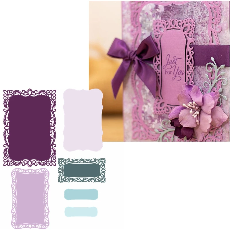 Металлические высекальные штампы в винтажном стиле прямоугольной формы с