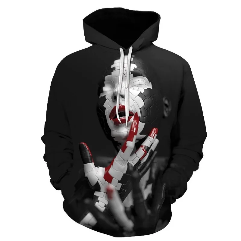 Лидер продаж худи с роботом и 3D принтом для мужчин женщин толстовки капюшоном