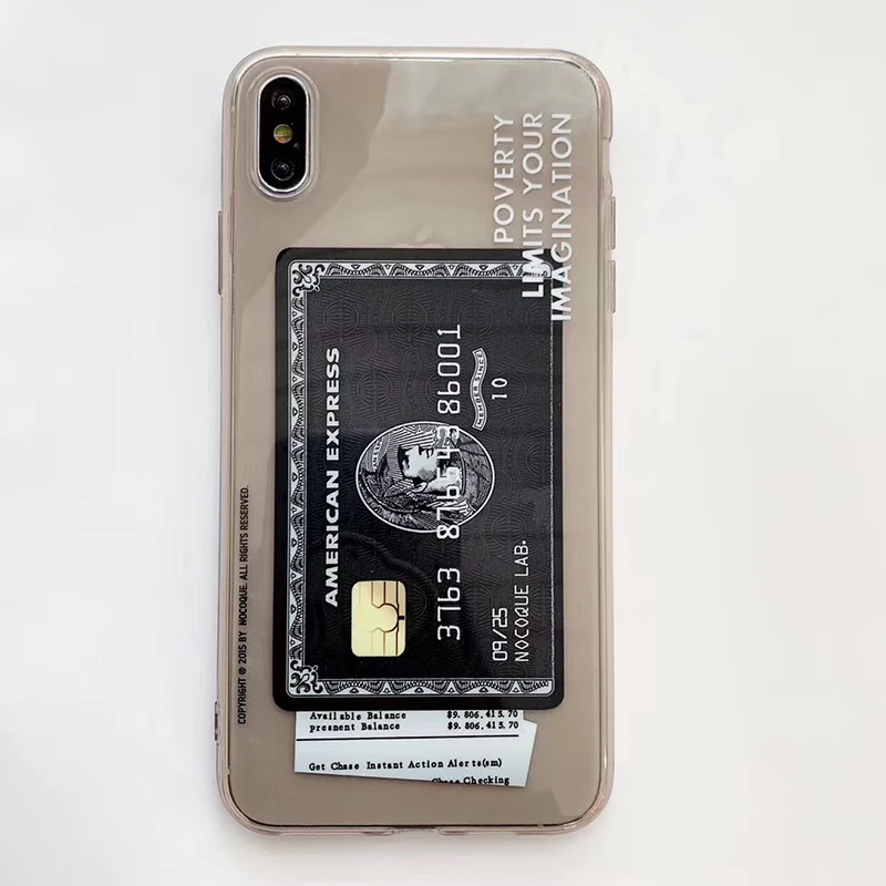 

Hot American Express Card label case for iphone 11 Pro X XR XS Max 7 8 plus Luxury Transparent Soft silicon phone cover capa