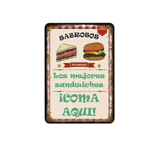 Кофейное пиво пицца Ad жестяные знаки винтажная металлическая живопись винтажный