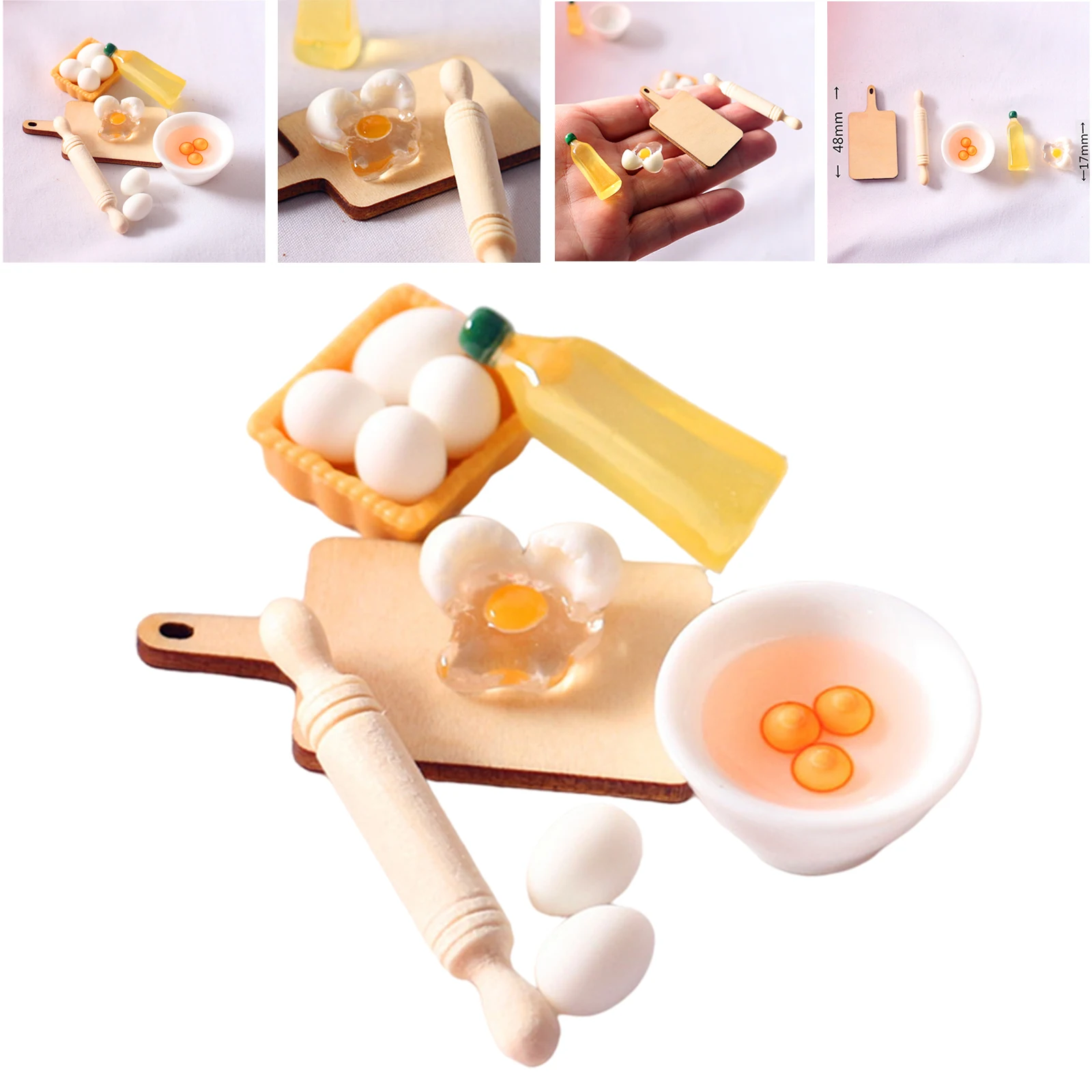 

1:12 Dolls Cute Rolling Pin Egg Bowl Set Dollhouse Kitchen Furniture Toys