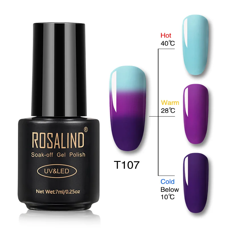 RAT107 ROSALIND гель 1S меняющий температуру лак для ногтей 7 мл замачиваемый Гель-лак для ногтей Полупостоянный УФ светодиодный лак для ногтей - Цвет: RAT107
