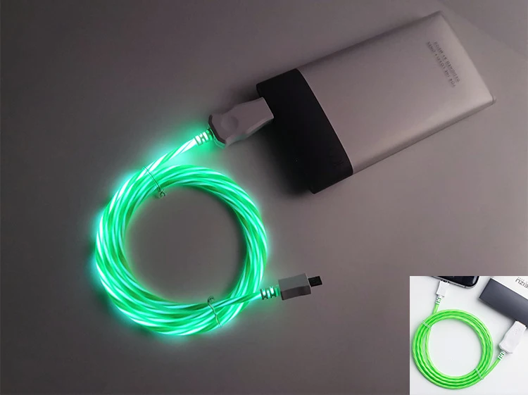 Светодиодный светящийся струящийся кабель Micro usb type C адаптер быстрой зарядки для телефона Microusb type-C зарядное устройство для передачи данных usb c для iphone samsung xiaomi