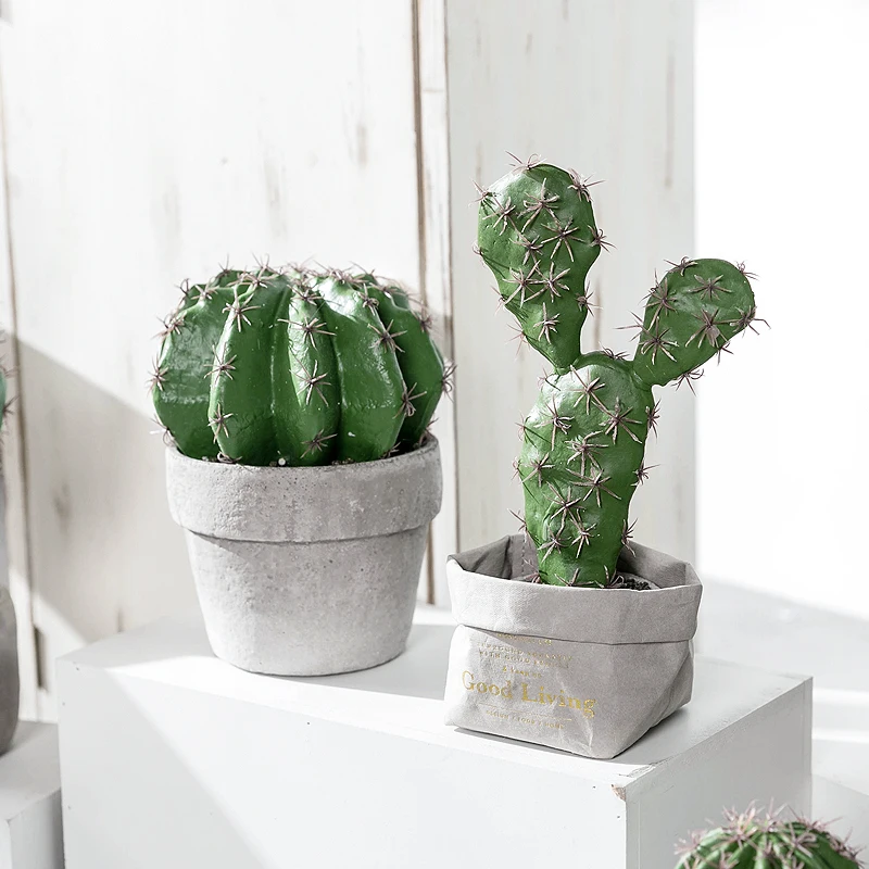 

Resin Material Simulation Cactus Plant Resin Sculpture Home Garden Living Room Decoration Desktop Green Plant Ornaments