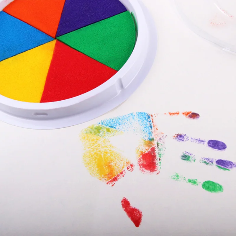 

Funny 6 Colors Ink Pad Stamp DIY Finger Painting Craft Cardmaking Large Round For Kids Education Drawing Toys Interactive toys