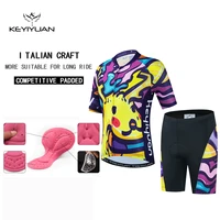 keyiyuan 2022 road mtb clothes kids short sleeve cycling clothing suit abbigliamento ciclismo children bike jersey wear set
