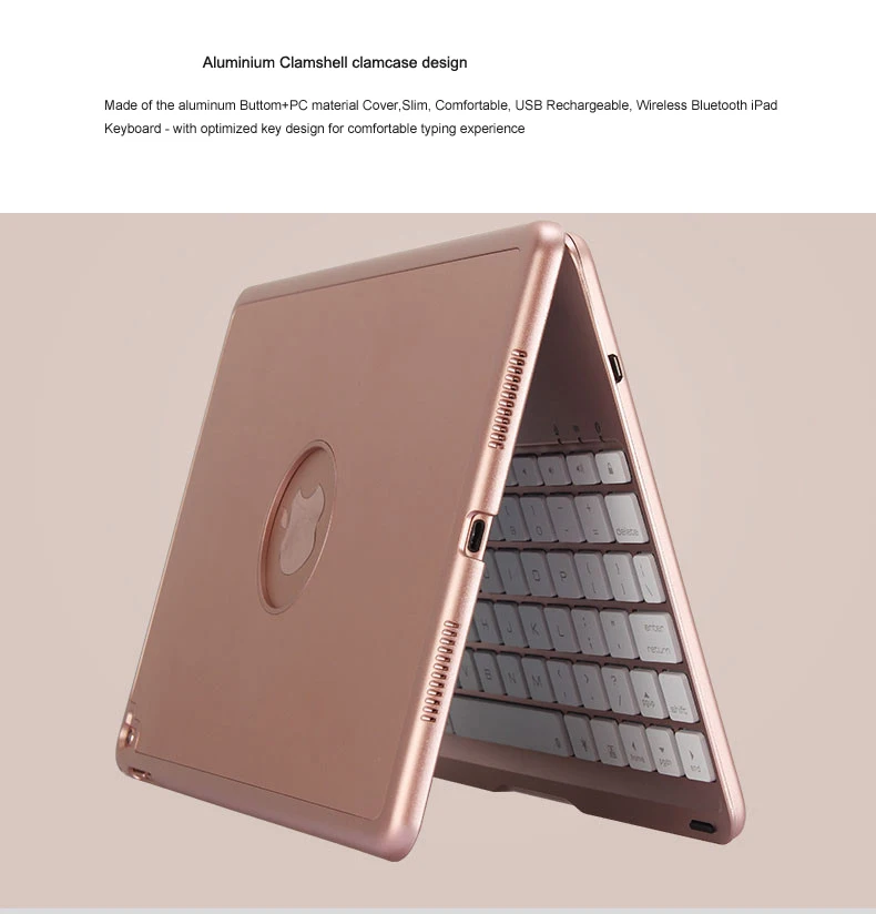 [Новинка] Алюминий 4,0 Bluetooth беспроводная клавиатура для iPad Pro 10,", металлический жесткий чехол+ Интеллектуальный переключатель вкл/выкл+ 7 цветов подсветка