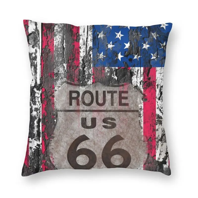 Винтажный с флагом США чехол для подушки двухсторонний 3D рисунком US Route 66