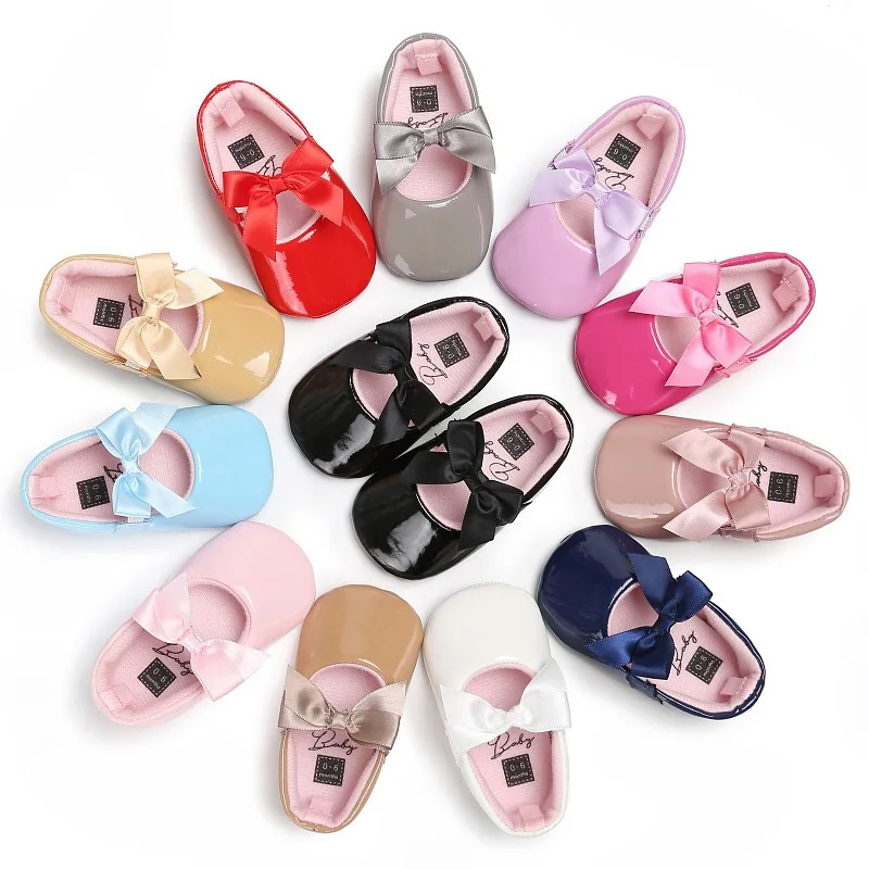

Baby Girl Shoes Ribbon Bow PU Leather Princess Baby Shoes First Walkers Elegant Newborn Moccasins