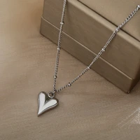 heart pendants necklaces for women girls sliver color stainless steel bead chain necklace charm collier femme jewelry gift 2021