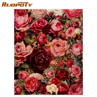 ruopoty romantic rose flowers diy painting by numbers mordern wall art hand painted oil painting for home decor artwork 40x50cm