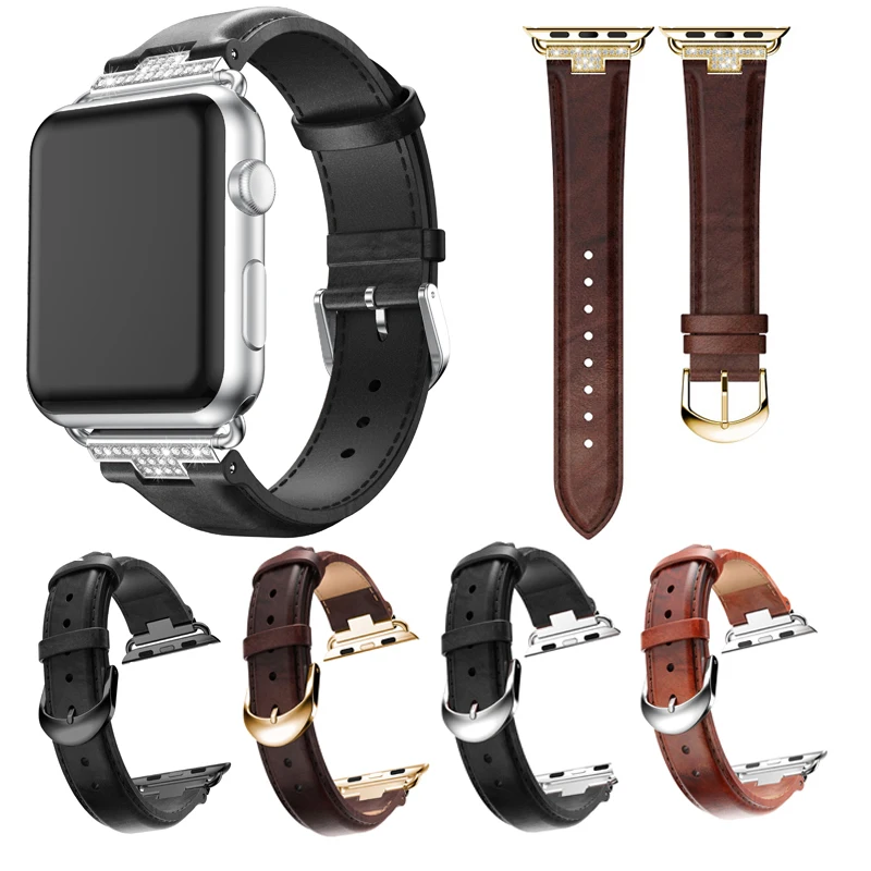 Кожаный ремешок для часов Apple Watch 38 мм 40 серии 4/Note 5 с Стразы бриллиантами наручных