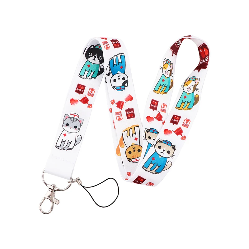 

Doctor Cat Classical Style Lanyard For keys The 90s Phone Working Badge Holder Neck Straps With Phone Hang Ropes webbing ribbons