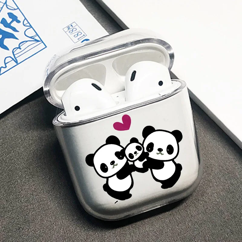 Чехол s для Airpods с милой пандой, окрашенный прозрачный мягкий силиконовый чехол s для AirPods 1/2 чехол, защитный чехол, беспроводной чехол для наушников