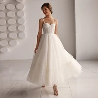 beach wedding dresses short 2022 straps lace up back tea length a line boho bride dress bridal gowns vestidos de noiva