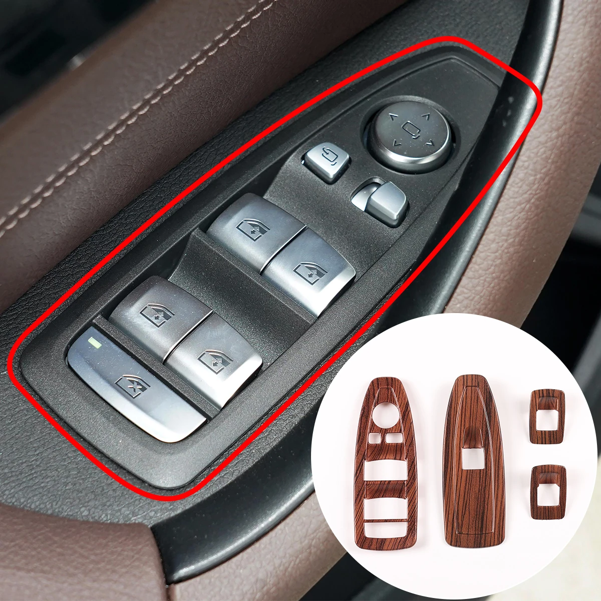

For 2021 BMW X1 X2 F47 F48 ABS Carbon Fiber Car Styling Glass Lift Frame Decorative Sticker Auto Parts(for Deluxe Version)