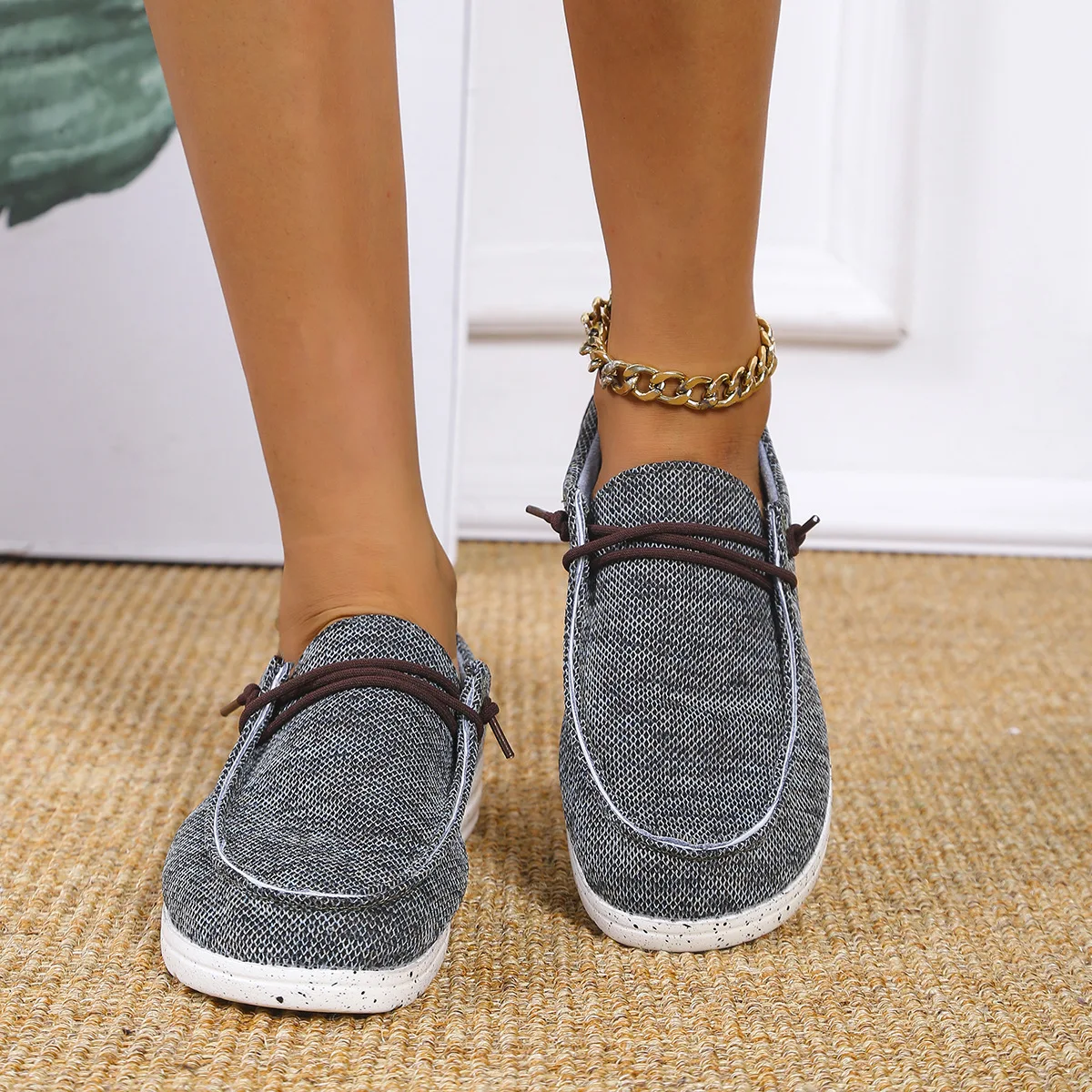 2021 New Women Shoes Sneakers Knitted Mesh Dude Flats Large Size Ladies Slip on Mujer Zapatill Casual Summer Female Mocassins | Обувь