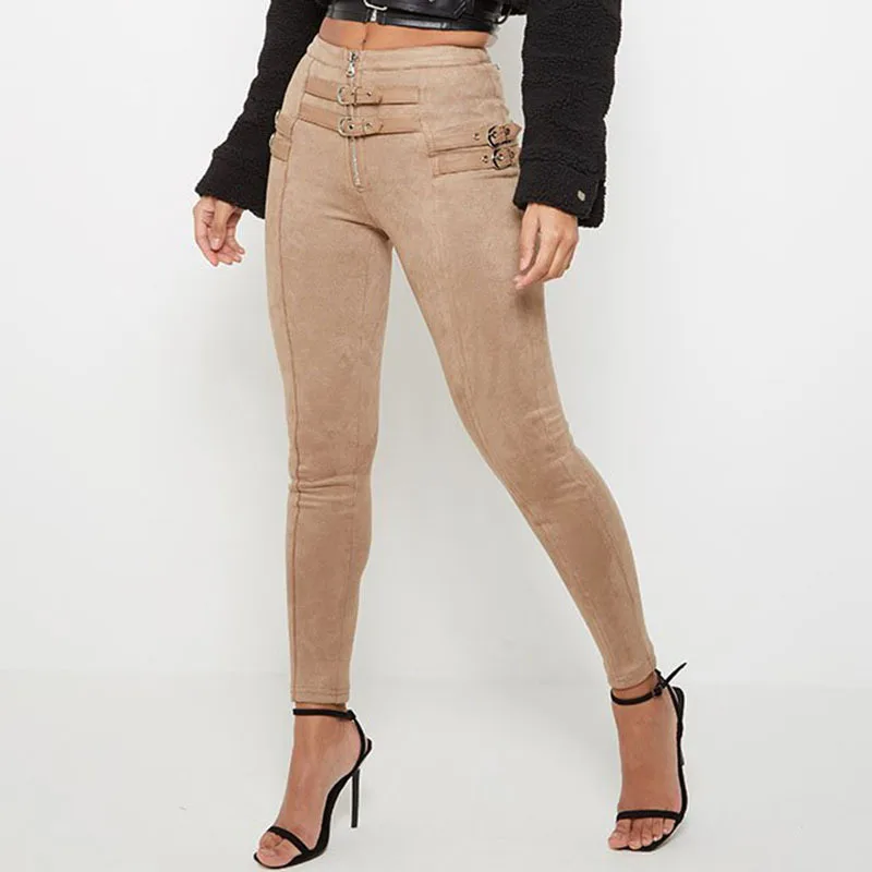 

One Piece Black Khaki Skinny Pants Body For Women 2021 Autumn Spring Sexy High Waist Solid Long Trousers