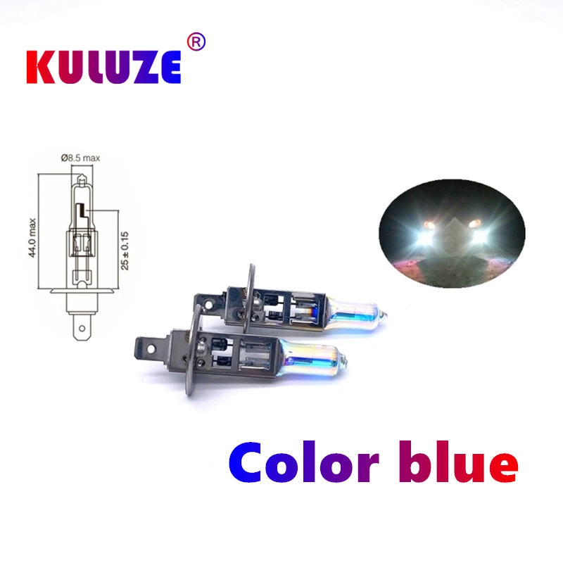 KULUZE 2 Pcs H1 H3 H4 H7 H8 H11 Rainbow Blue Headlamp HB3 HB4 9012 Car Halogen Lamp Upgrade  Rain And Fog Proof Light Car Bulb images - 6