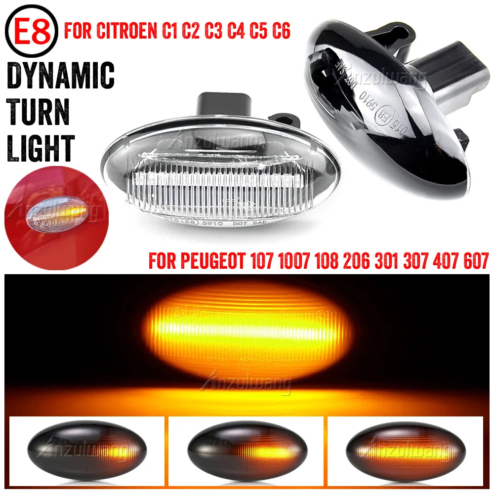 

LED Dynamic Turn Signal Side Marker Light Sequential Blinker Light For Peugeot 307 206 207 407 107 607 For Citroen C1 C2 C3 C5