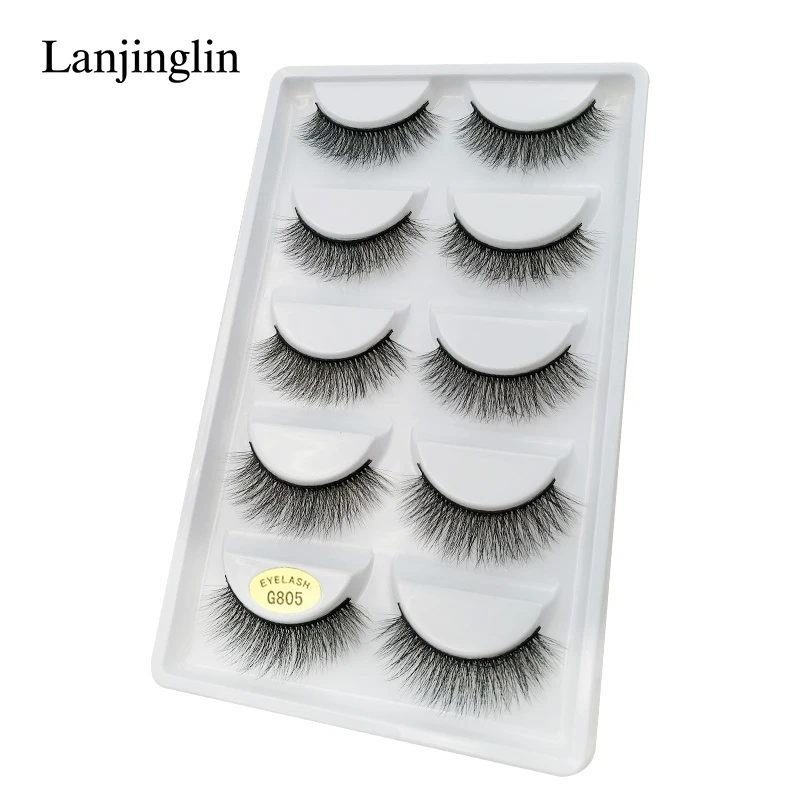 LANJINGLIN 10 коробок/лот норковые ресницы натуральные длинные накладные 100% ручная