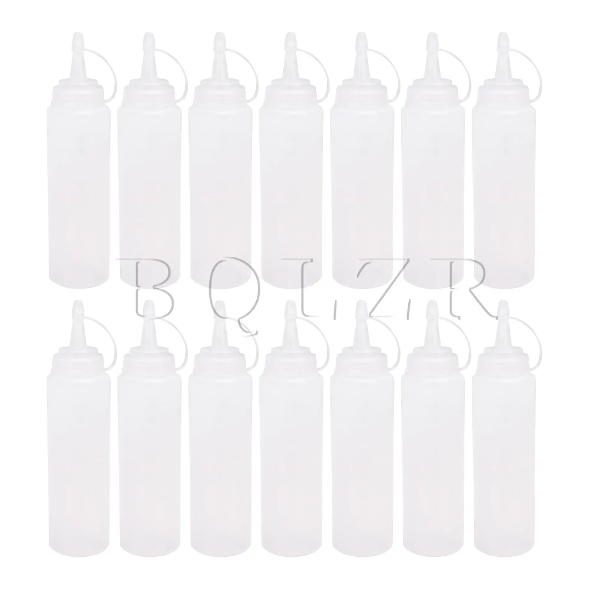 

BQLZR 14pcs White Squeeze Squirt Bottle 240ml Top Cap for Kitchen Tool