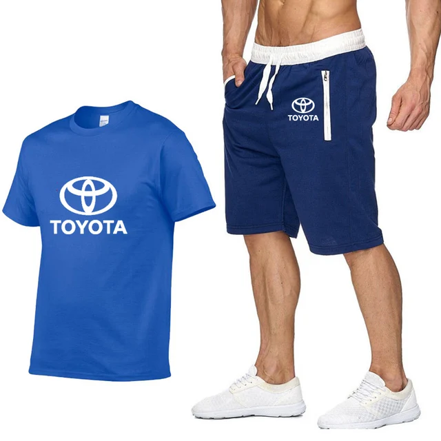 

Summer Mens Short Sleeve Suit Toyota Car Logo Mens T-Shirt Harajuku Hip Hop High Quality Cotton T Shirts Shorts Suit Sportswear