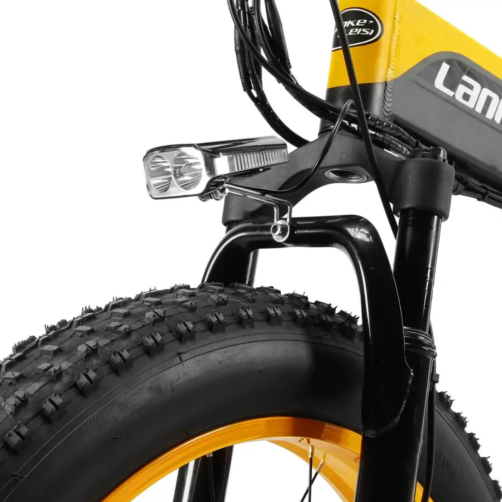 Verkauf LANKELEISI 1000W Leistungsstarke Faltbare Elektrische Fahrrad Mit 26 Inch 48V 14,5 A Li-Ion Batterie Fett Reifen Elektrische Fahrrad Verbesserte Gabel