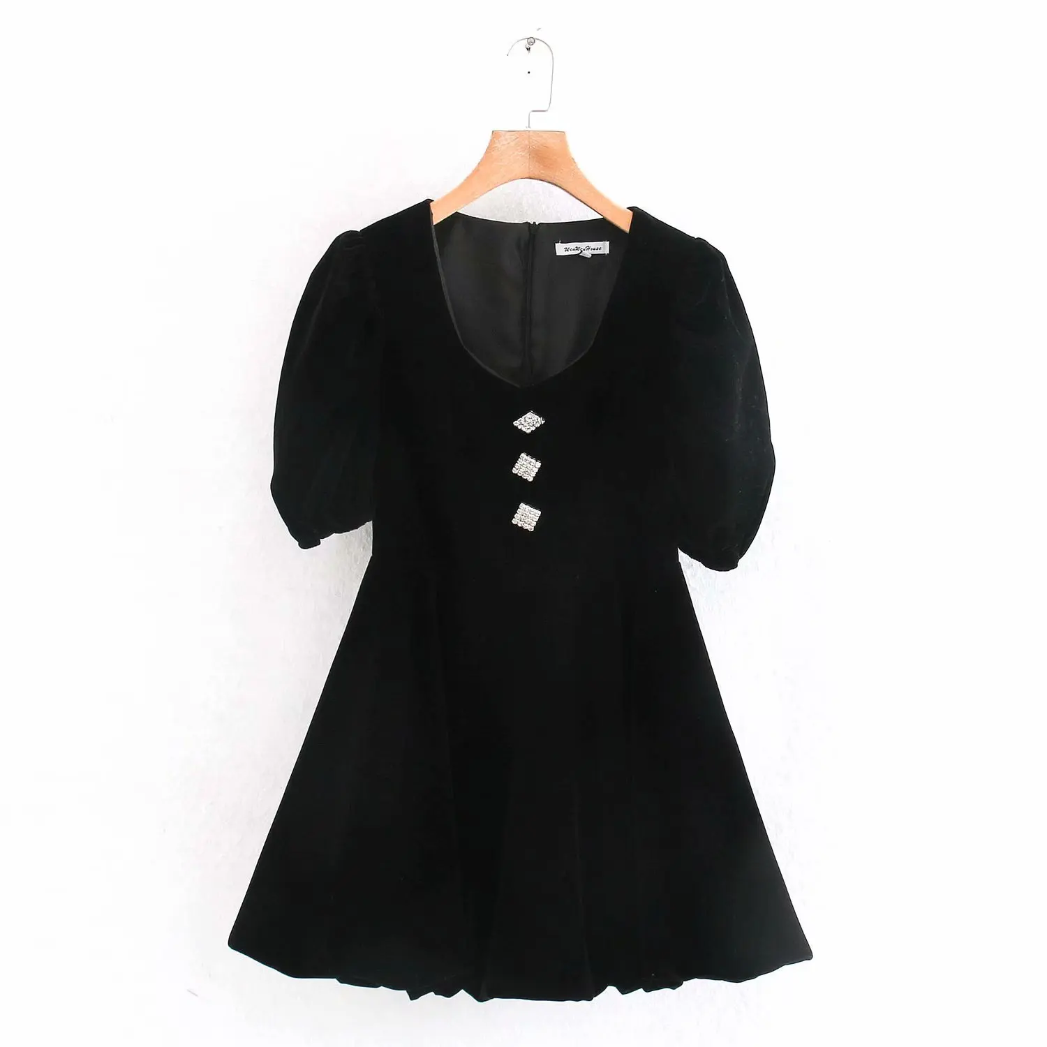 Новинка осеннее винтажное бархатное черное платье zaraing style za женское 2020 sheining vadiming