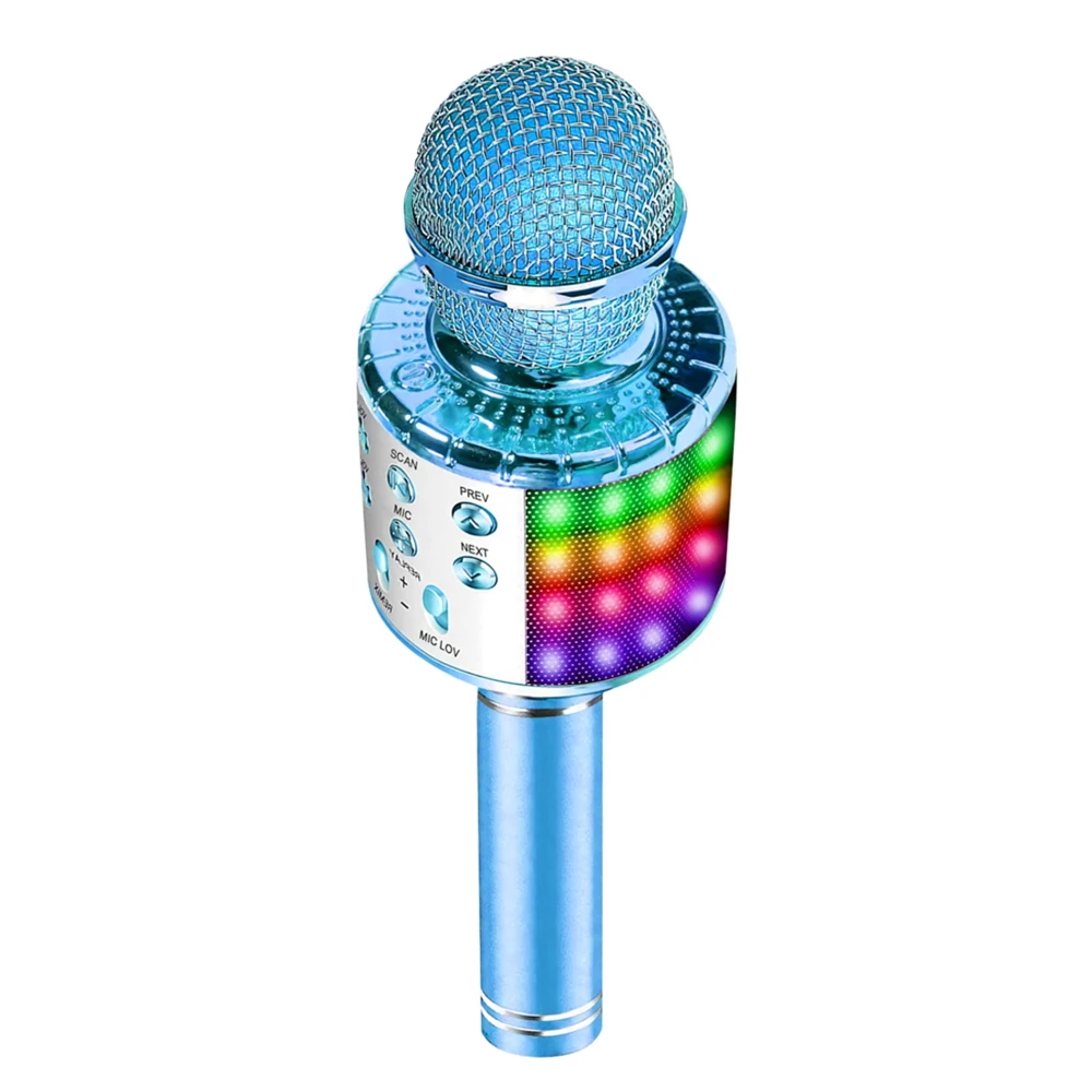 

Портативный беспроводной микрофон BT с контролируемыми светодиодными лампами 3 в 1, Многофункциональный ручной микрофон KTV, динамик, машина, ...
