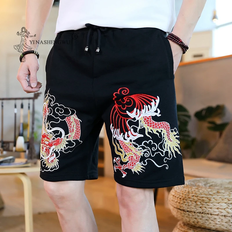 

Summer Japan Retro Kimonos Shorts Plus-sized Menswear Loose Shorts Japanese Embroidered Male Harajuku casual shorts Beach Pants