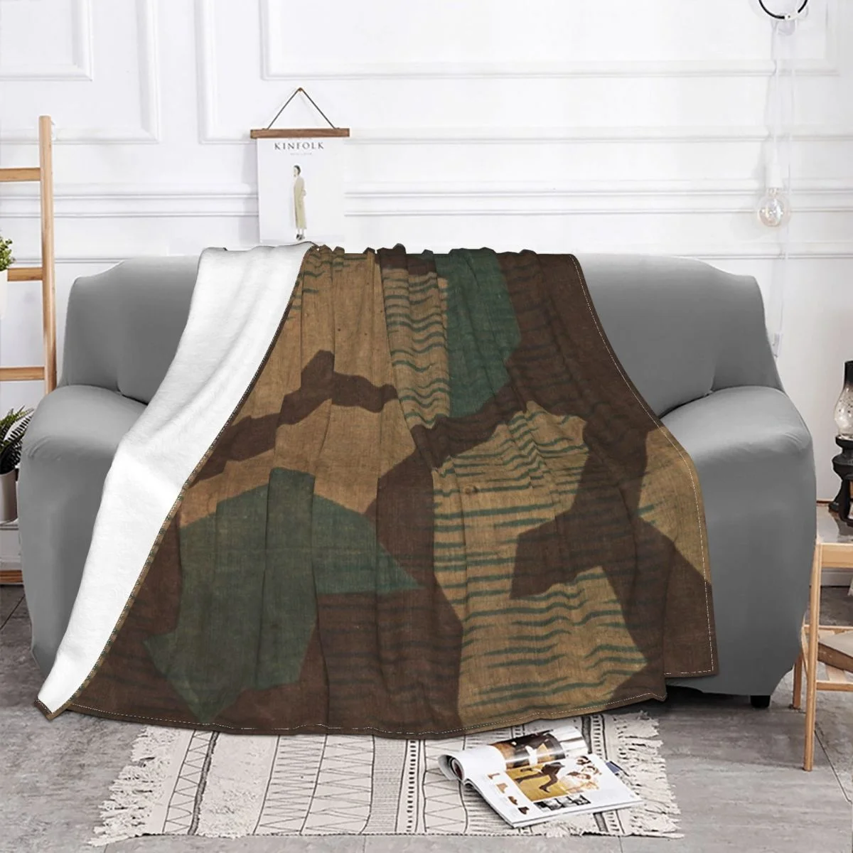 

Splinttarn-Manta de camuflaje alemán para sofada y office, colcha fina de felpa ligera с textura de franela para verano