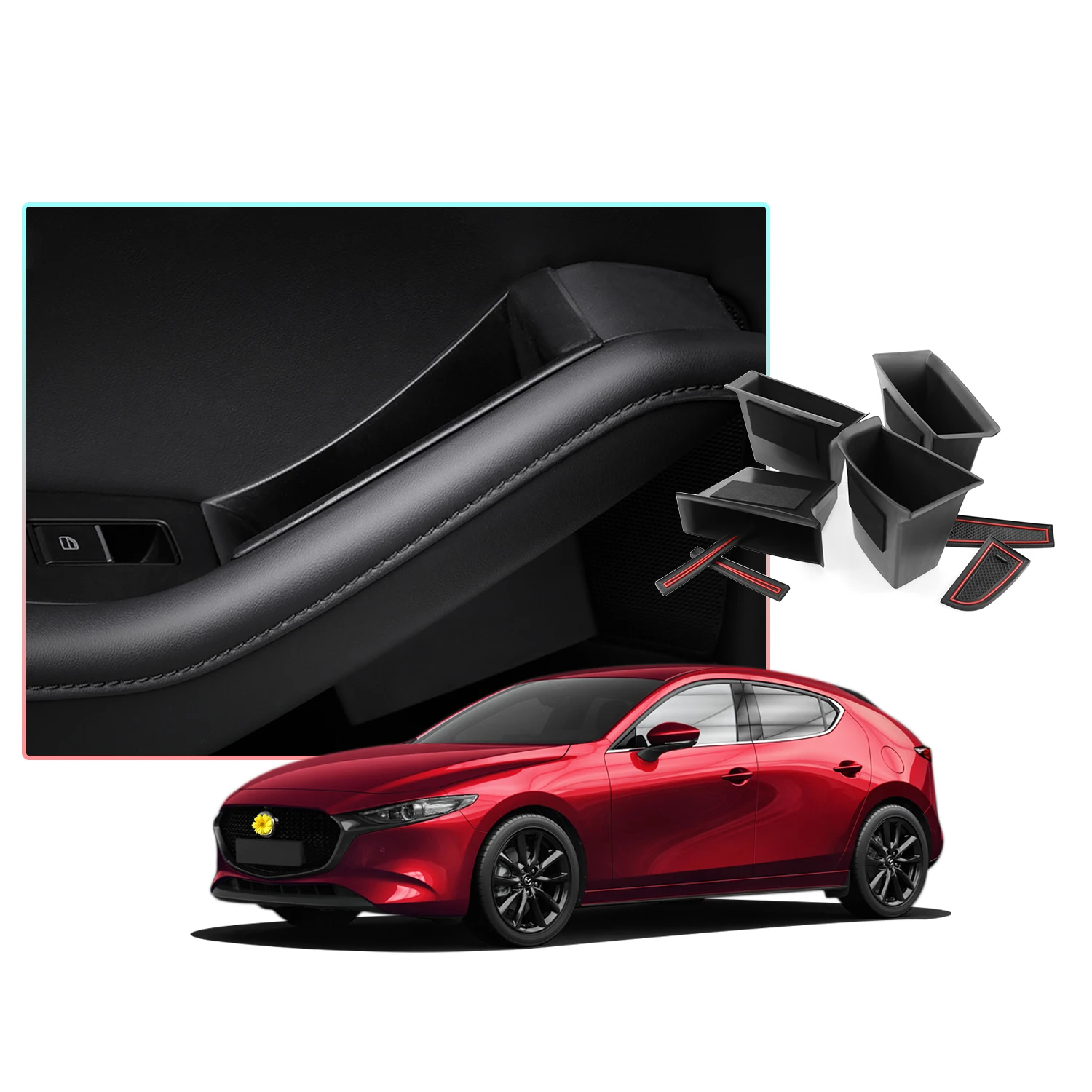 

Автомобильная дверь RUIYA, бочка для хранения для Mazda 3 4/CX-30 2020, левый руль, передняя и задняя двери, бокс для хранения, автомобильные аксессуары ...