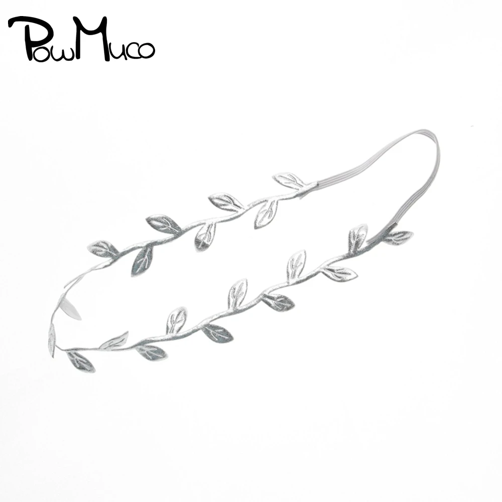 

Повязка на голову Powmuco для маленьких девочек с блестящими золотыми и серебряными листьями, милая эластичная повязка для волос для младенцев...