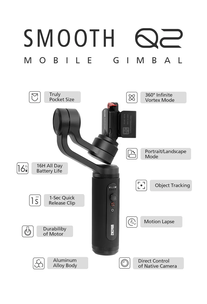 Zhiyun Smooth 4 Q2 Vlog Live 3-осевой портативный смартфон сотовый телефон видеокамеры Стабилизатор для iPhone Xs Max X 8 7 и samsung S9, S8 и экшн Камера