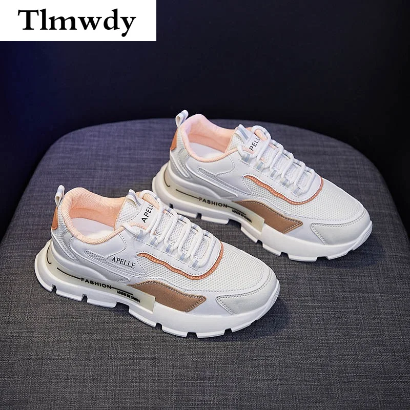 

Spring 2021 New Women's Lace-up Sneakers Comfortable Thick-soled Increased Color Matching Shoes Casual Women's Vulcanized Shoes