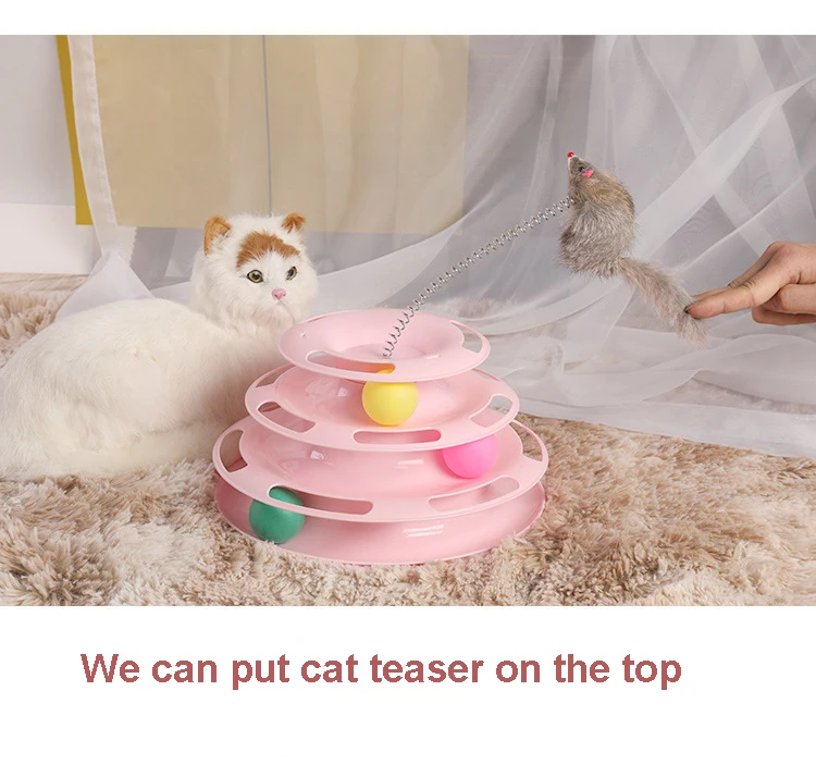 Трехуровневая интерактивная игрушка для кошек IQ Tower teaser Intelligence Amusement Disc Tracks Kitten Cat