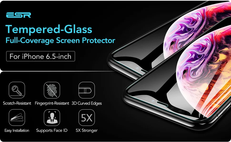 ESR Защита экрана для iPhone 11 Pro Max X XS XR XS Max Promax 3D полное покрытие закаленное защитное стекло для iPhone 2 шт