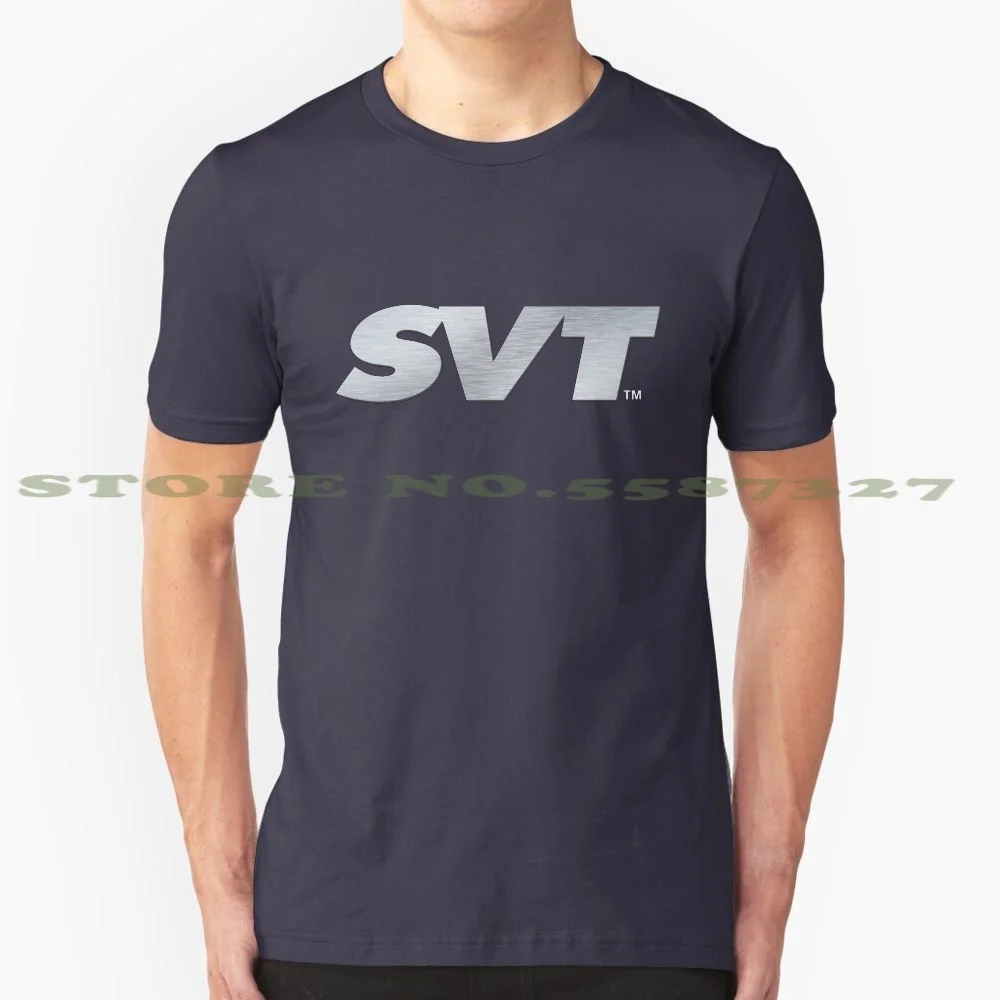 

Brushed Steel Svt Logo Graphic Custom Funny Hot Sale Tshirt Svt Special Vehicle Team Lightning Truck Racing Performance Logo