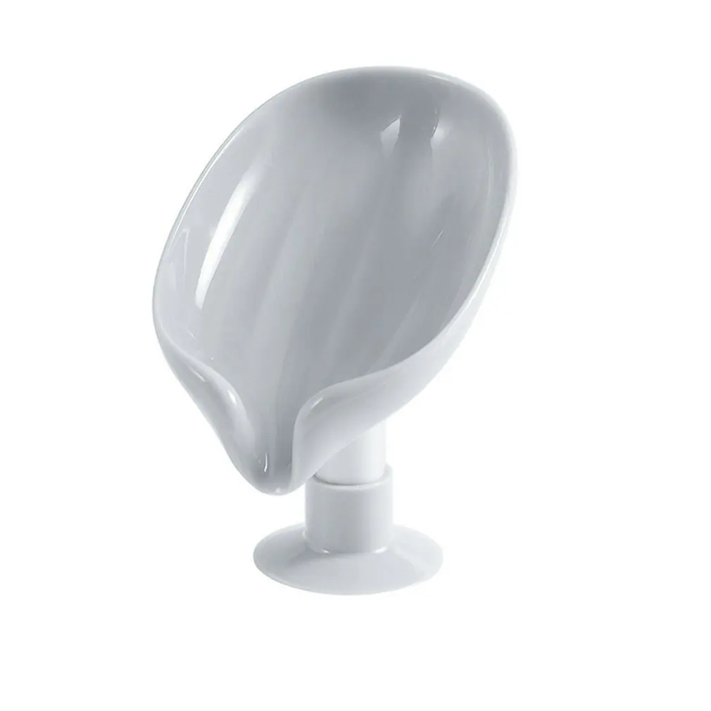 

Plastic Leaf Shape Soap Container Split Raised Triangle Drain Standing Suction Cup Soap Box Rack Home Bathroom Soap Storage Tool
