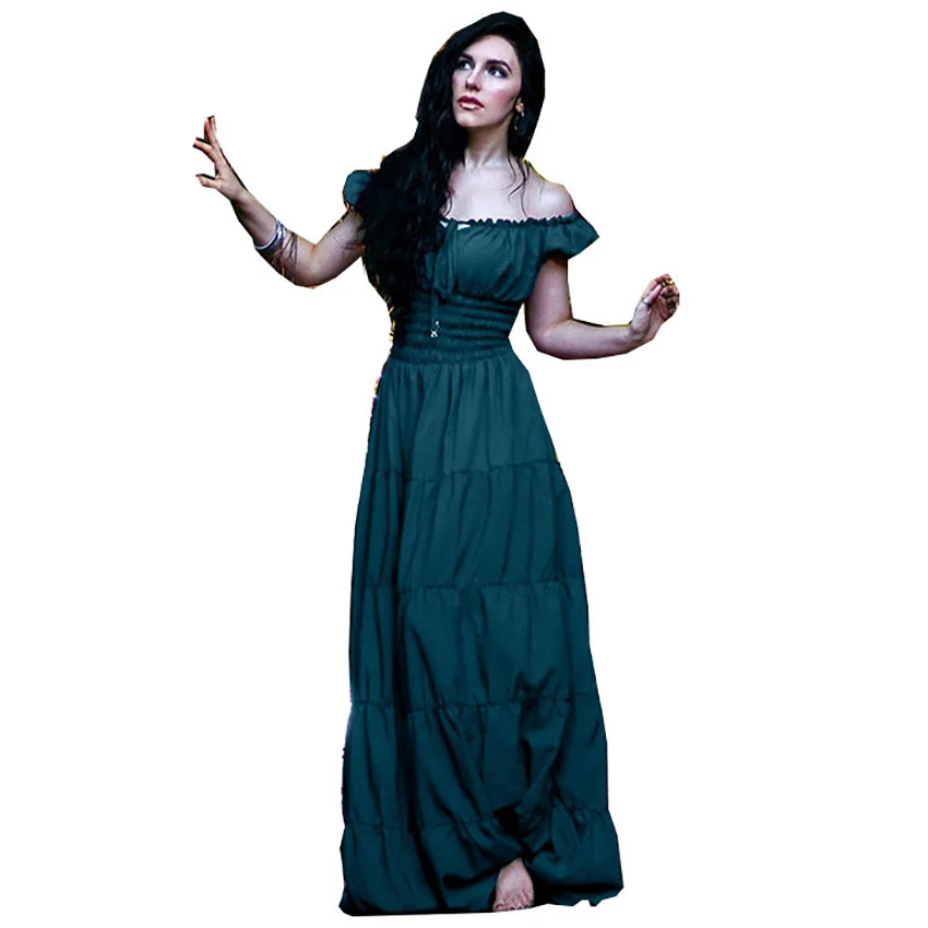 Женский костюм с открытыми плечами винтажное вечернее платье для Хэллоуина