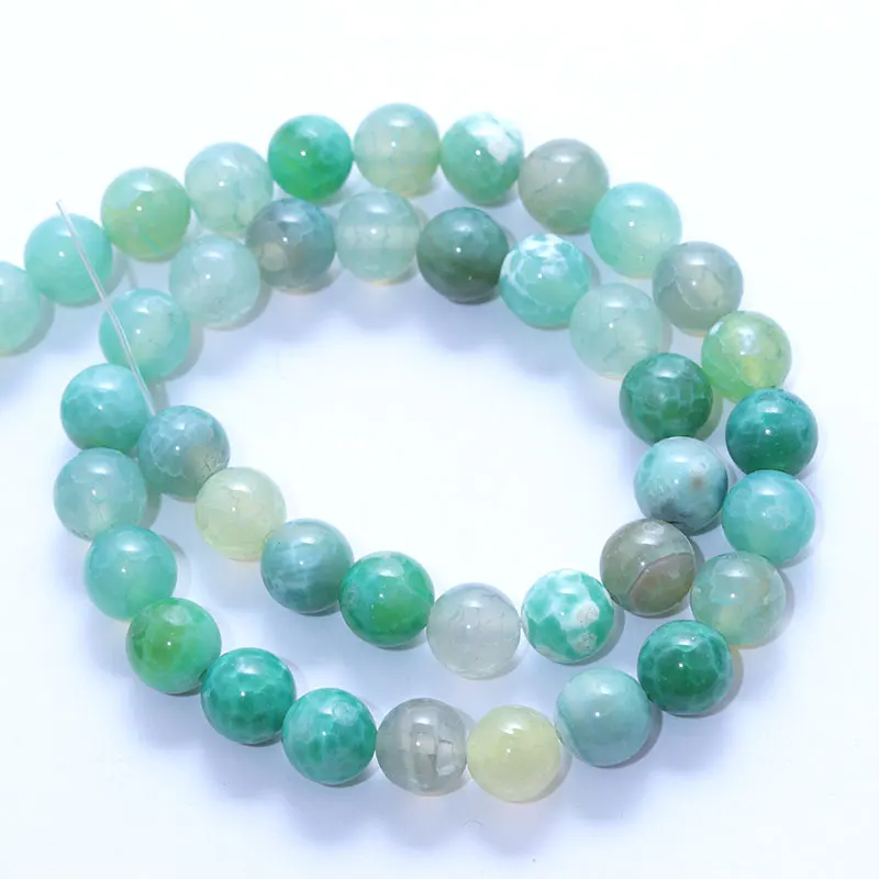 

Natural Stone Mint Fire Dragon Veins Agates Loose Beads For Jewelry Making DIY Ear Bracelet Accessories 15" 6/8/10mm