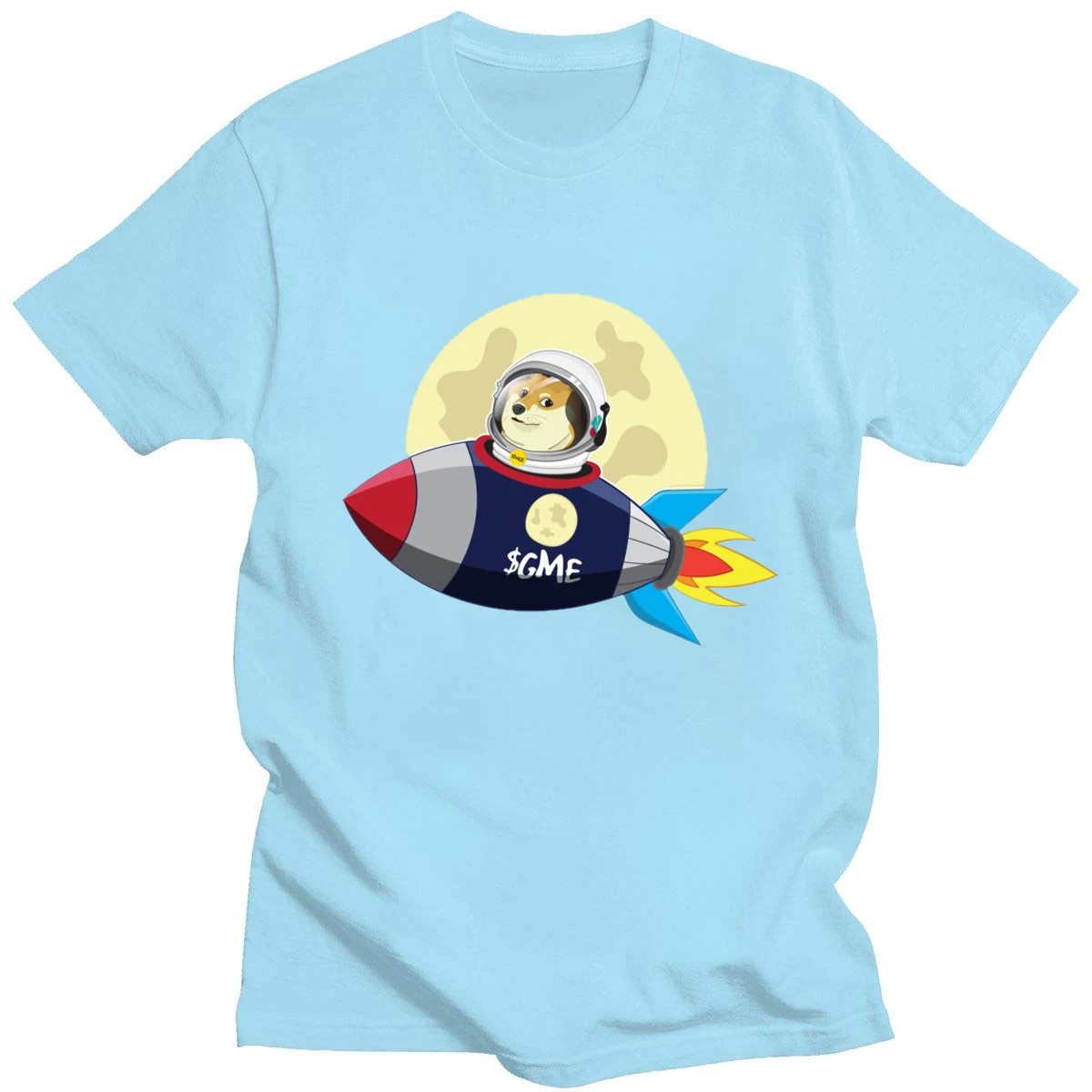 

Puppy Space Cartoon Cute Pattern Classic Men's Round Neck Fashion Comfortable Breathable Summer Pure Cotton 100% High Quality