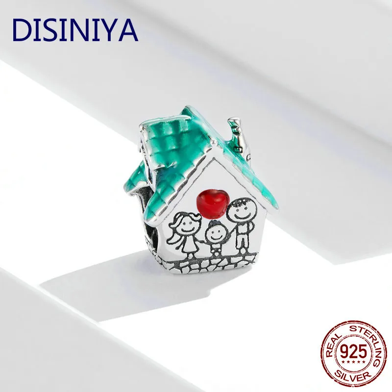 DISINIYA 925 пробы Серебряная счастливая семья Милая любовь дом металлические бусины