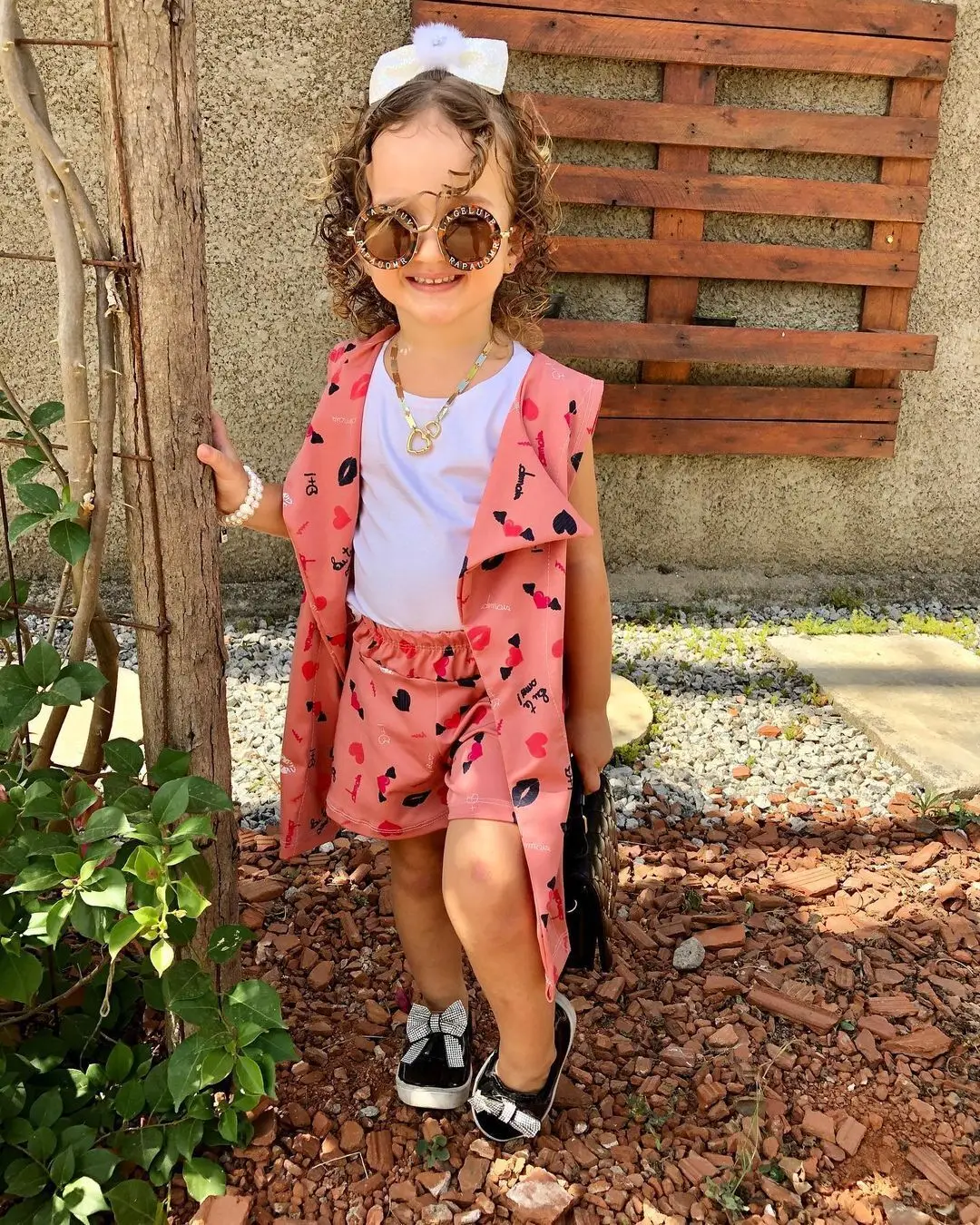 

2021 Kid Vest + Tank + Shorts, Heart Shape Print, Loose Version Casual Style Summer Clothingoutdoor activities/elastic closure